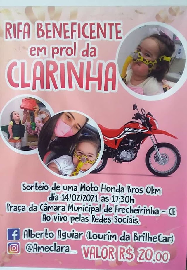 PARTICIPE: RIFA BENEFICIENTE EM PROL DA CLARINHA