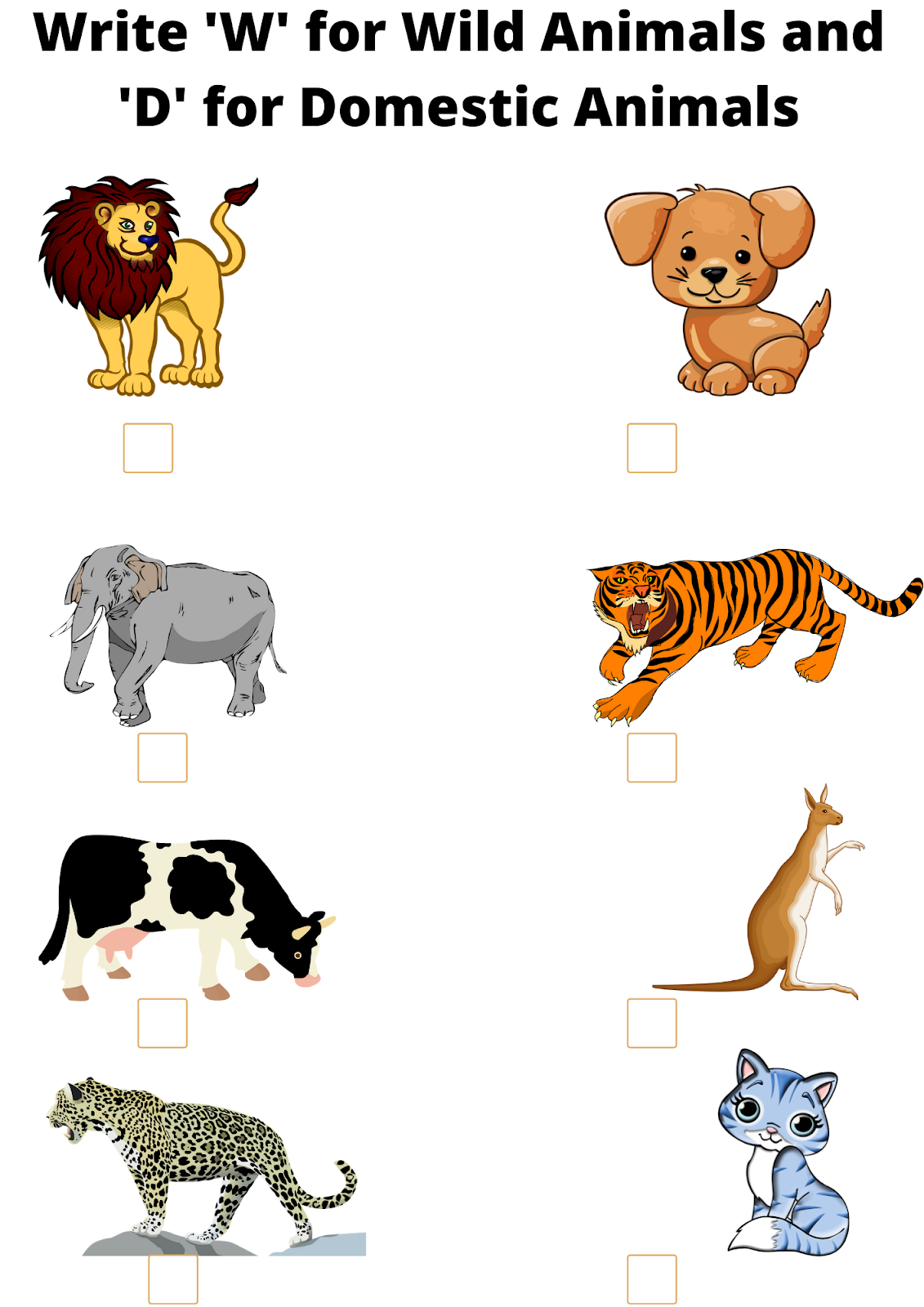 Kindergarten Animal Worksheet Domestic Animal Wild Animals 