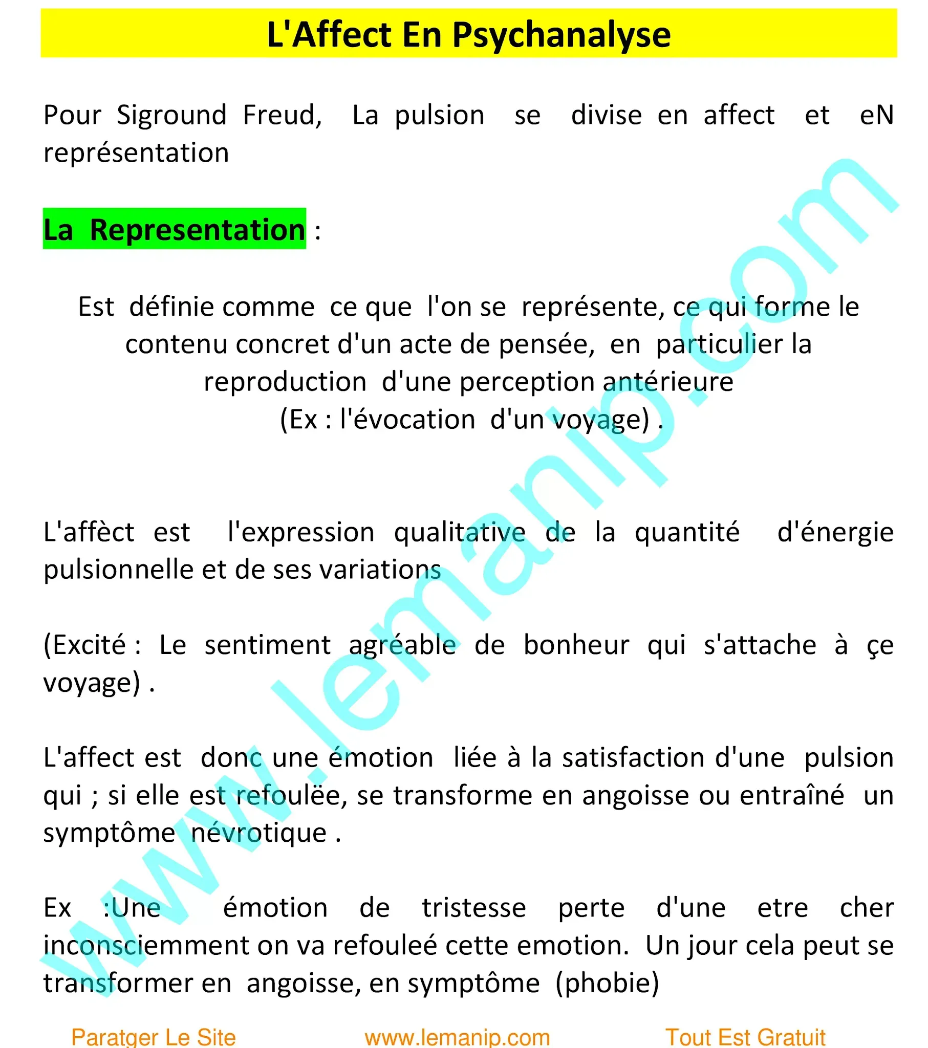 L'Affect En Psychanalyse