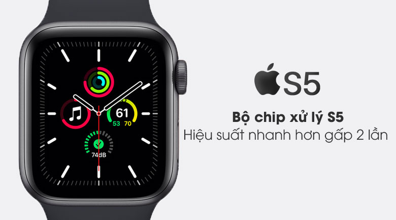 Đồng hồ Apple Watch SE (2022) Cellular 44mm Midnight - Viền nhôm, Dây cao su - MNPY3VN/A - Hàng chính hãng