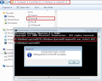 Cara Register itircl.dll