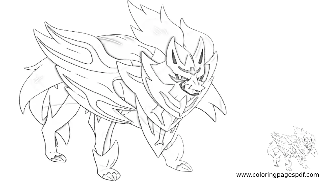 Coloring Page Of A Detailed Hero Of Many Battle Zacian