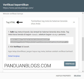 Cara Memverifikasi Blog di Search Console