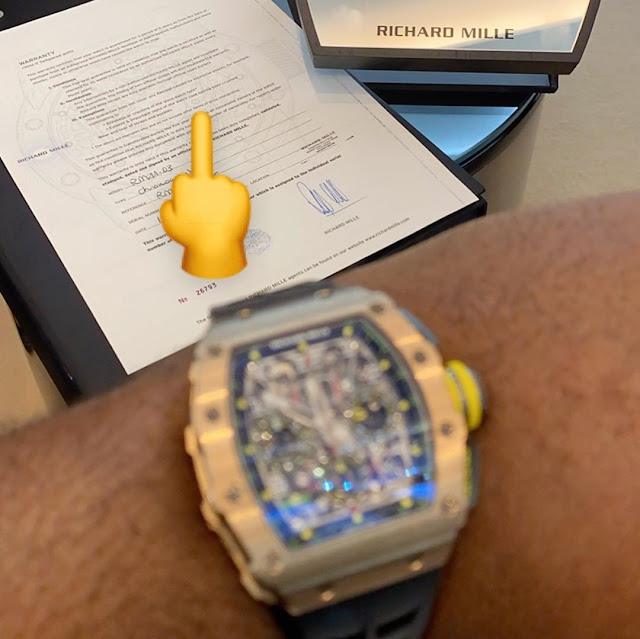 Hushpuppi shows off his $250,000 Richard Mille wrist watch