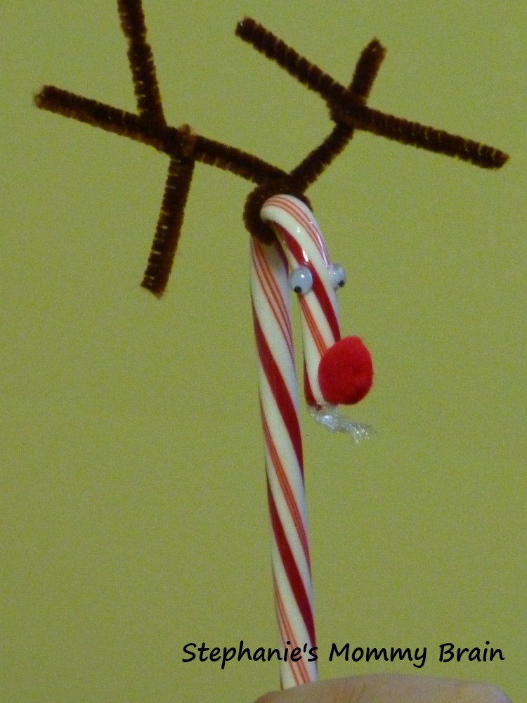 Stephanie's Mommy Brain Candy Cane Reindeer Ornaments