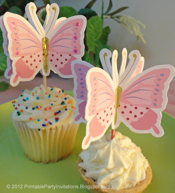 Party Planning Center Free 3D Butterfly Cupcake Topper Printable