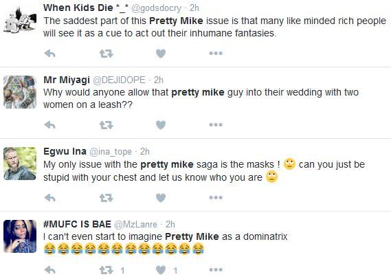 7 Nigerians condemn Pretty Mike for using Dog Chains on girls