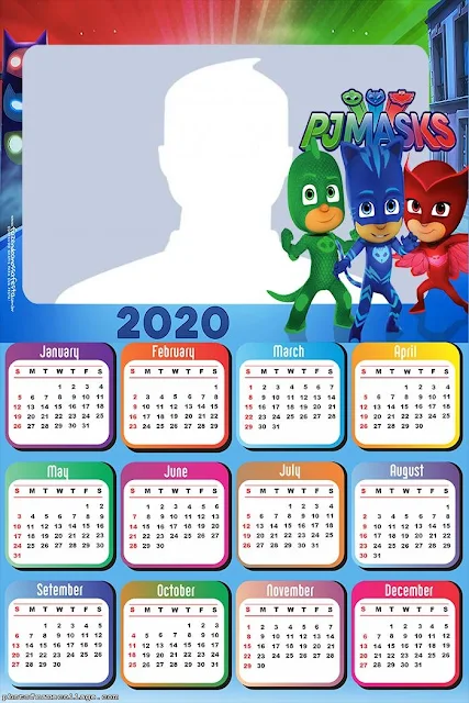 Super Héroes en Pijamas: Calendario 2020 para Imprimir Gratis.