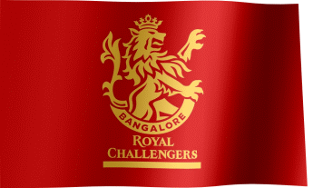 The waving flag of the Royal Challengers Bangalore with the logo (Animated GIF) (रॉयल चैलेंजर्स बैंगलोर झंडा)