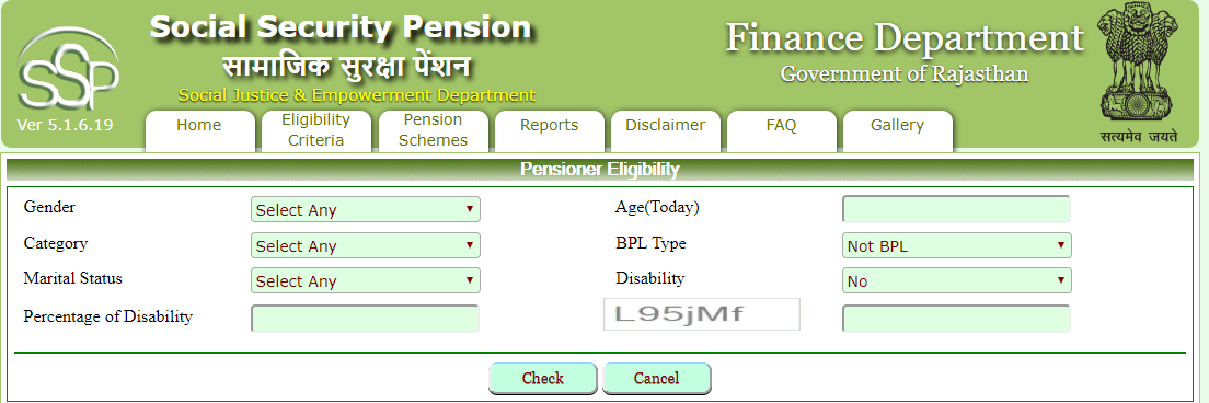 Rajasthan Social Security Pension Scheme 2020 Eligibility