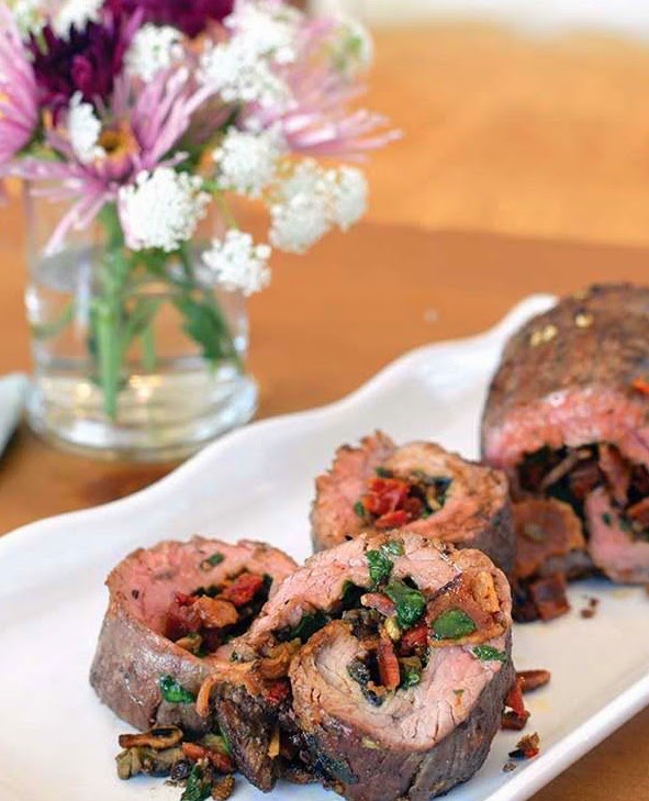 Garlic Topped Flank Steak Roulade