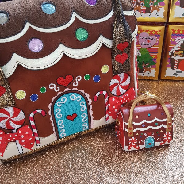 gingerbread house shaped handbag with matching Christmas bauble