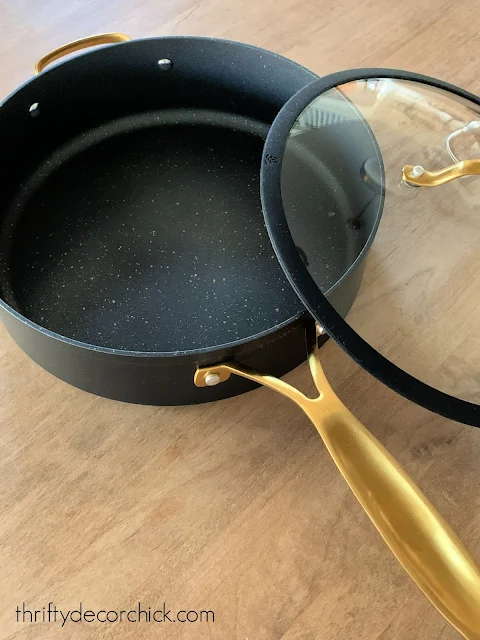 Thyme & Table 5qt Saute Nonstick Ceramic, Black and Gold Speckled