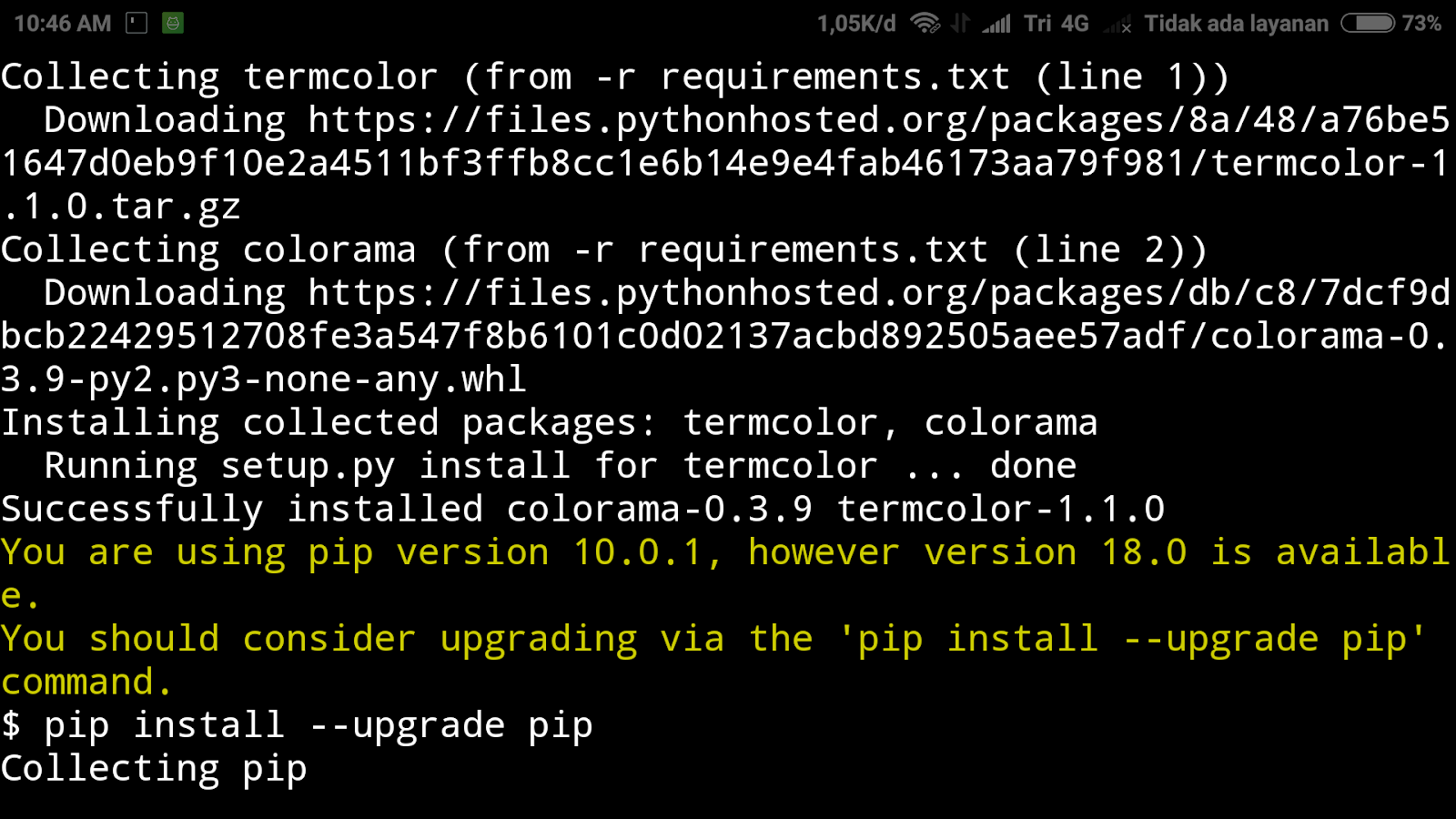 Upgrade Pip. Requirements.txt. Pip install requirements.txt. Termux Python.
