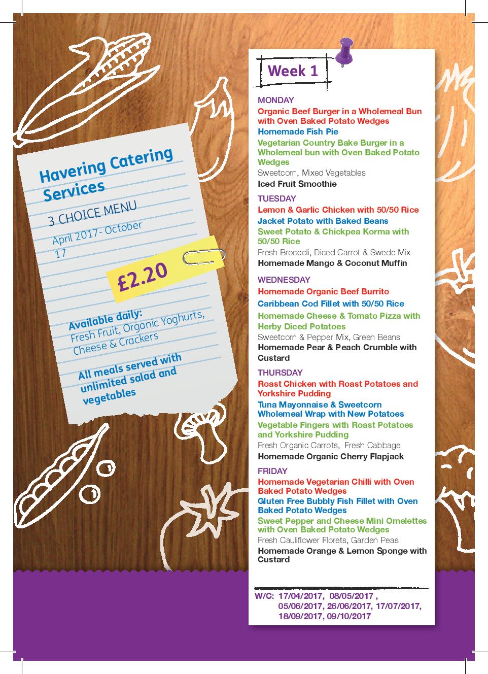 Broadford Primary School Dinner Summer Menu