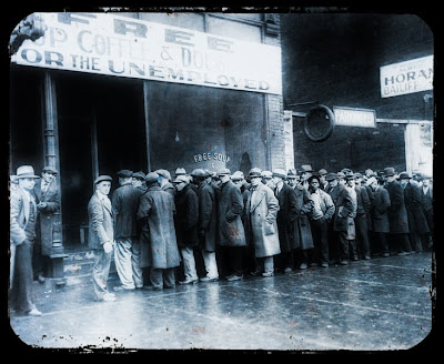 Vintage photo of unemployment line