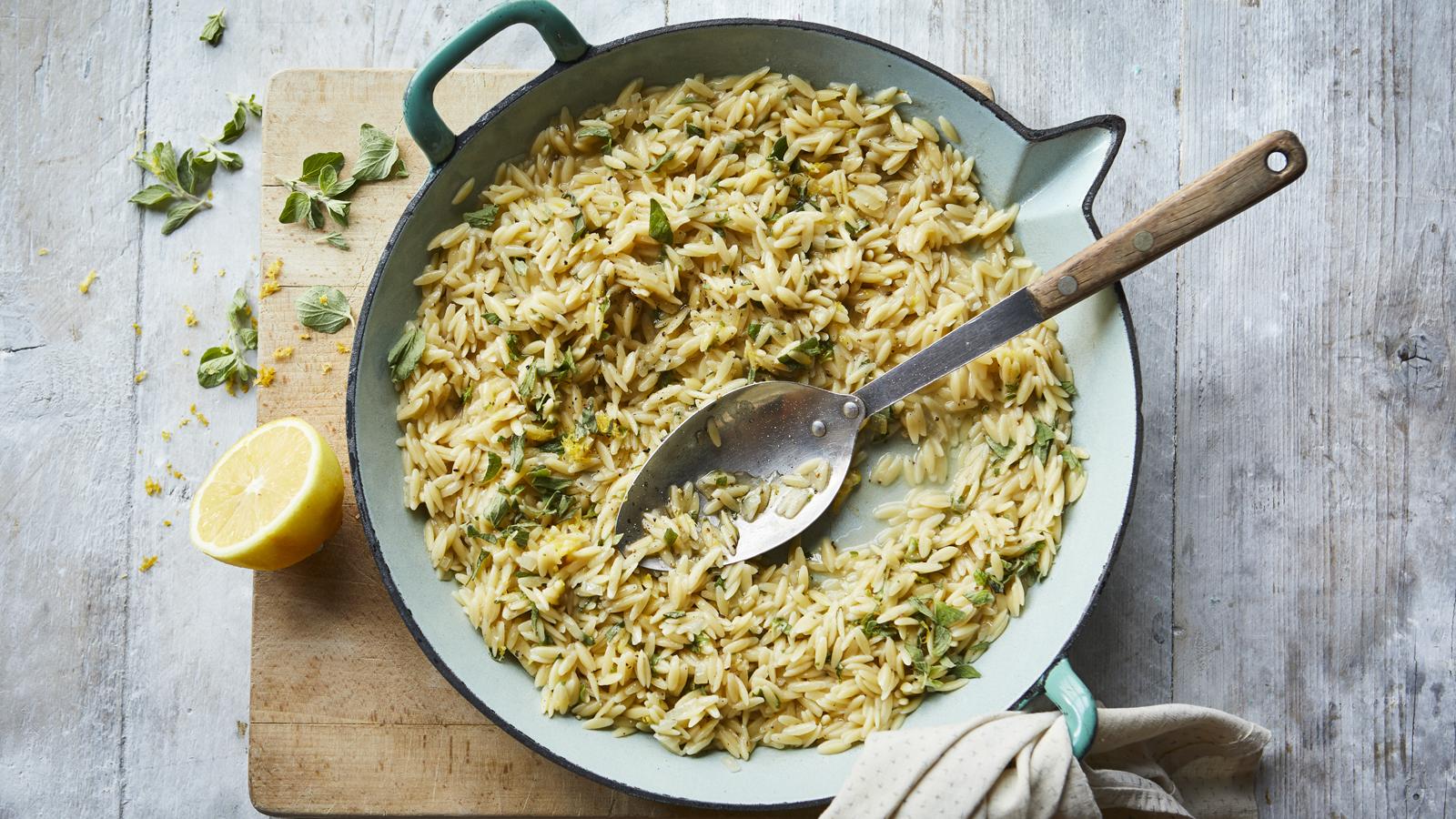 Orzo risotto with lemon and fresh oregano Food Network Easy Recipes