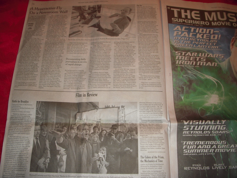 Noticing New York “Page One Inside the New York Times” Reviewed; Plus