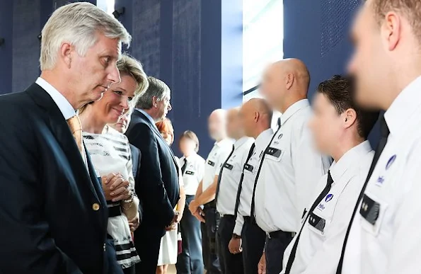 King Philippe and Queen Mathilde of Belgium visited the police station in the Charleroi city center.