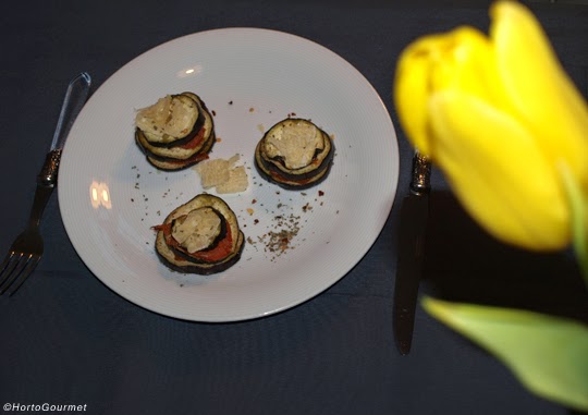 Milhojas de berenjena y tomate HortoGourmet