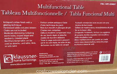 Costco 639057 - Klaussner Multifunctional Table - great for any home with its versatility and practicality