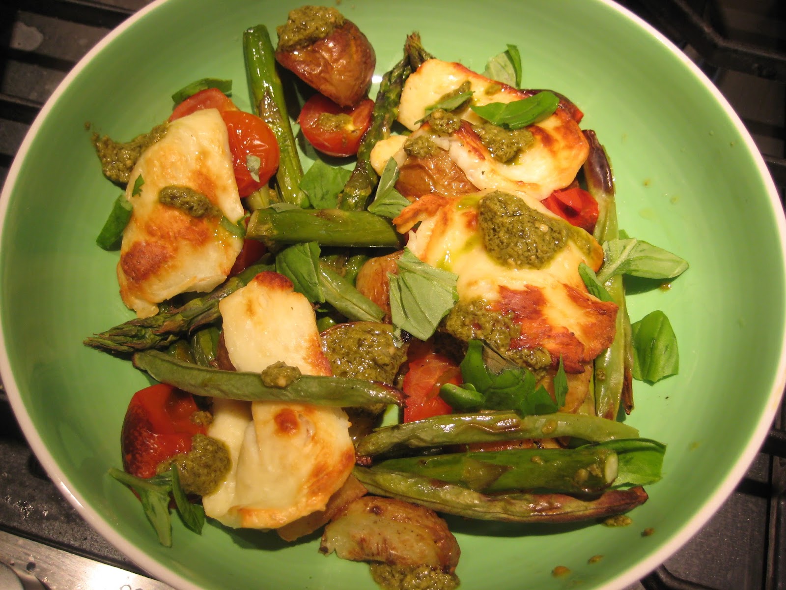 Lemon and Cheese Mediterranean Roasted Halloumi with Basil Dressing