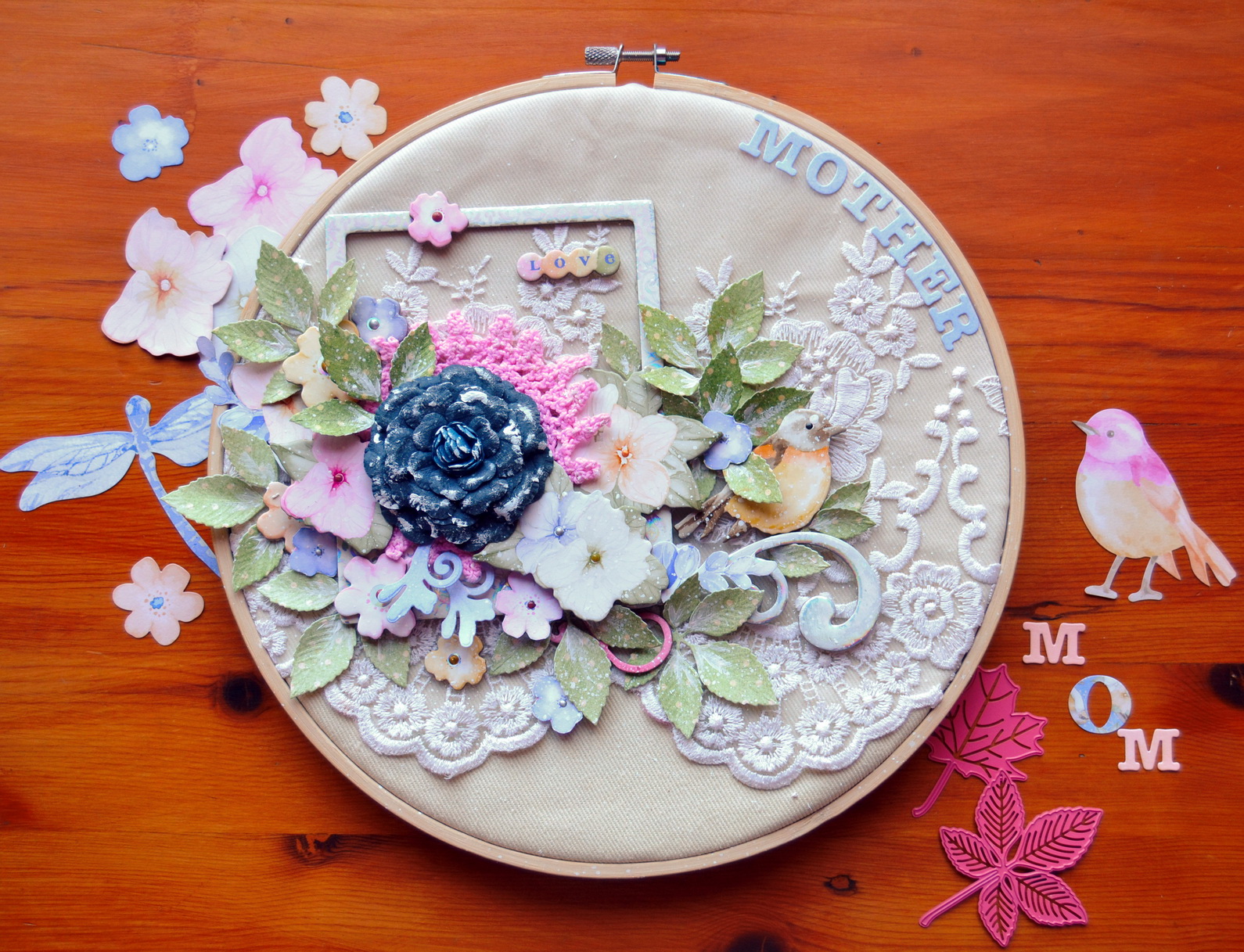 The bobunny blog mothers day embroidery hoop canvas by denise