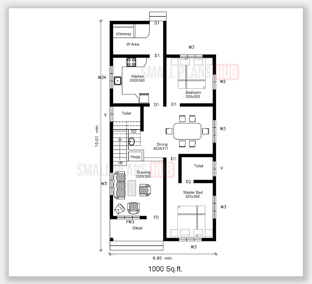 1674 sq.ft. double floor G.F plan