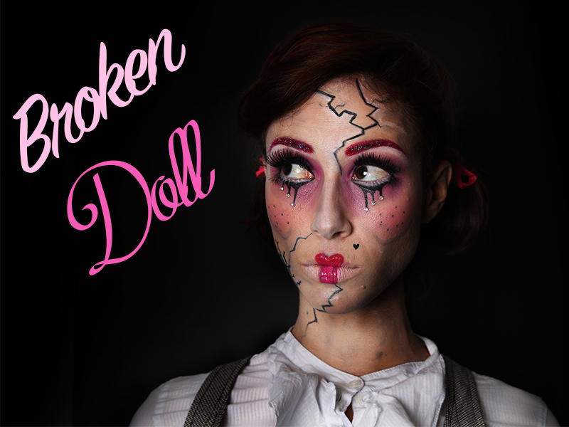 Broken China doll makeup  Doll makeup halloween, Creepy doll halloween  costume, Broken doll makeup