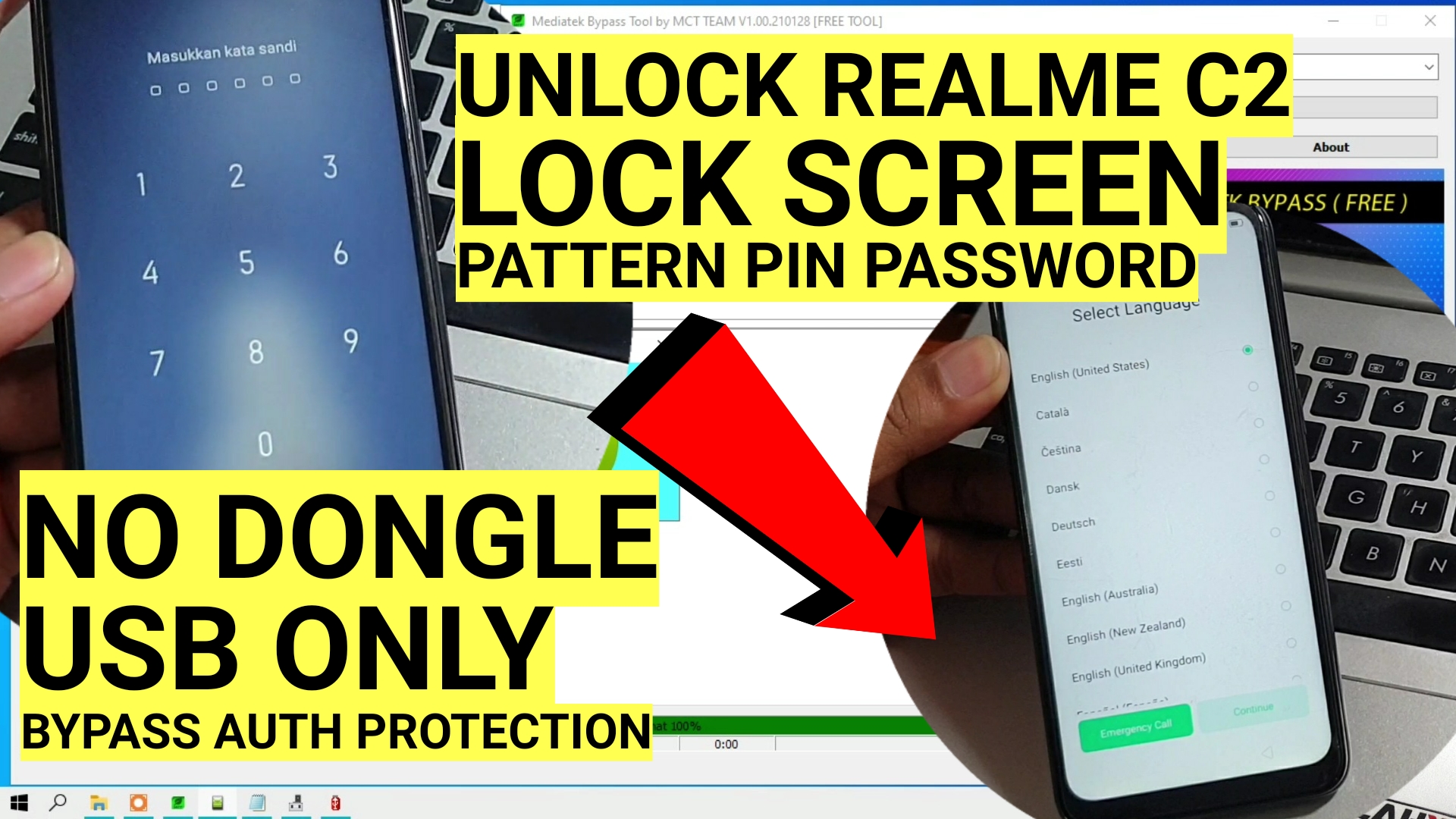 Unlock Kunci Layar Realme C2 RMX1941 Tanpa Dongle dan Box
