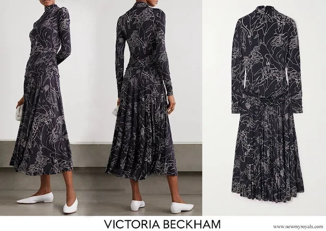 Countess of Wessex wore Victoria Beckham Pleated printed stretch-crepe turtleneck maxi dress