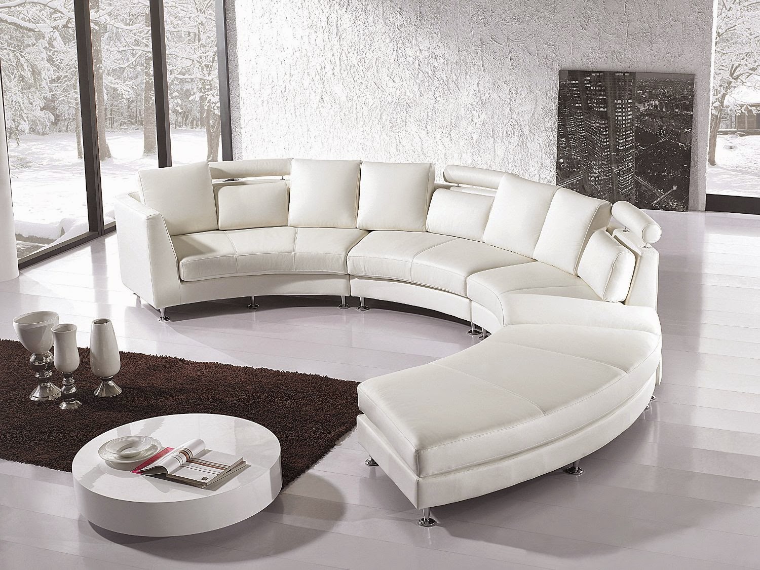 Curved Sofa Website Reviews Leather For Beliani Rotunde Brown Curved Leather Sofa For