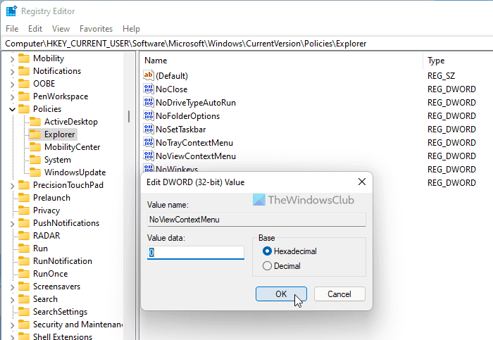 Windows 11/10에서 바탕 화면을 마우스 오른쪽 버튼으로 클릭할 수 없음