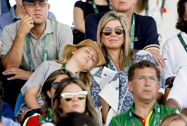 King Willem Alexander, Queen Maxima, Princess Catharina-Amalia and Princess Ariane attend the Equestrian Jumping. Maxima wore PAUL ANDREW Hampton leather wedge sandals