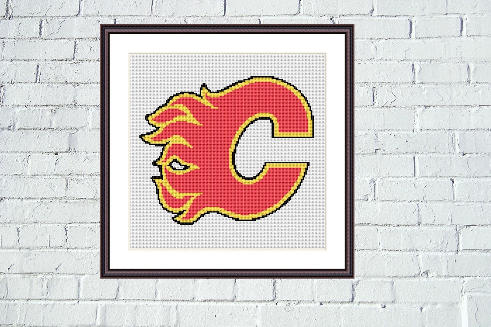 Tango Stitch easy cross stitch designs Calgary Flames logo cross