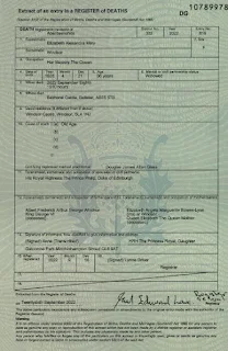 The Queen's death certificate released