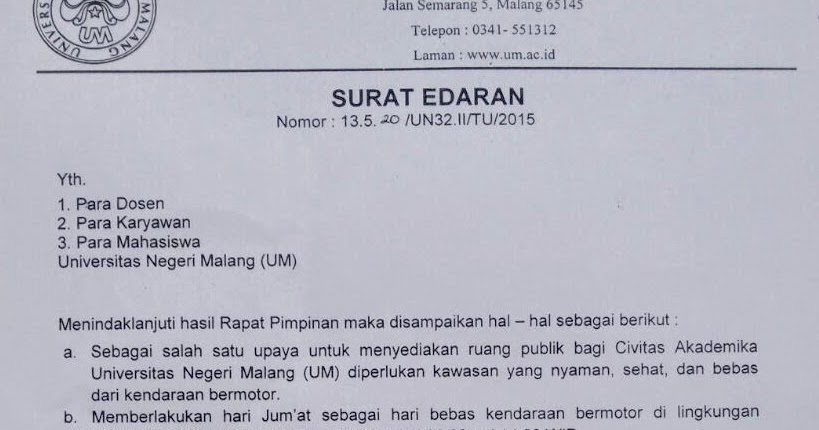 Kumpulan Contoh Surat Izin Car Free Day Kumpulan Contoh Surat Izin Car Free Day