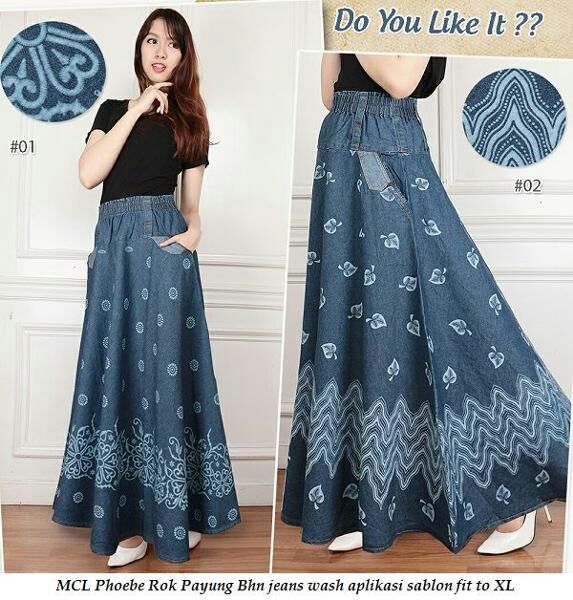 Rok Jeans Panjang Model Payung Murah & Berkualitas - ''KASYFA SHOP''