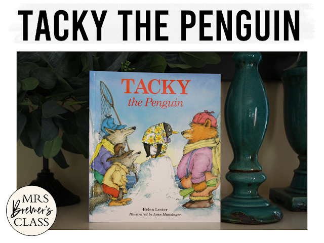 Tacky the Penguin book study activities unit with Common Core aligned literacy companion activities and a craftivity for winter in Kindergarten and First Grade