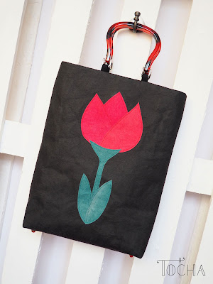 washpapa, washable paper, tulip, flower, bag, handbag, vegan leather, pleather, gingham, spring, paper bag, 