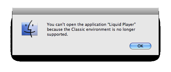 'Classic is not supported' alert message