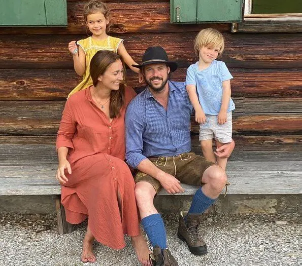 Princess Claire wore a jane cotton dress from Young Empire. ⁣Prince Felix and Princess Claire with their children Princess Amalia and Prince Liam