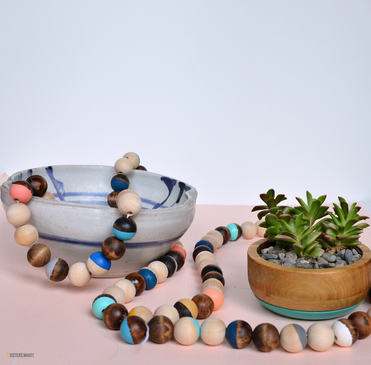 Color Blocked Stained Wood Bead Garland Sisters, What!
