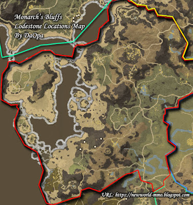 Monarch's Bluffs lodestone node locations map