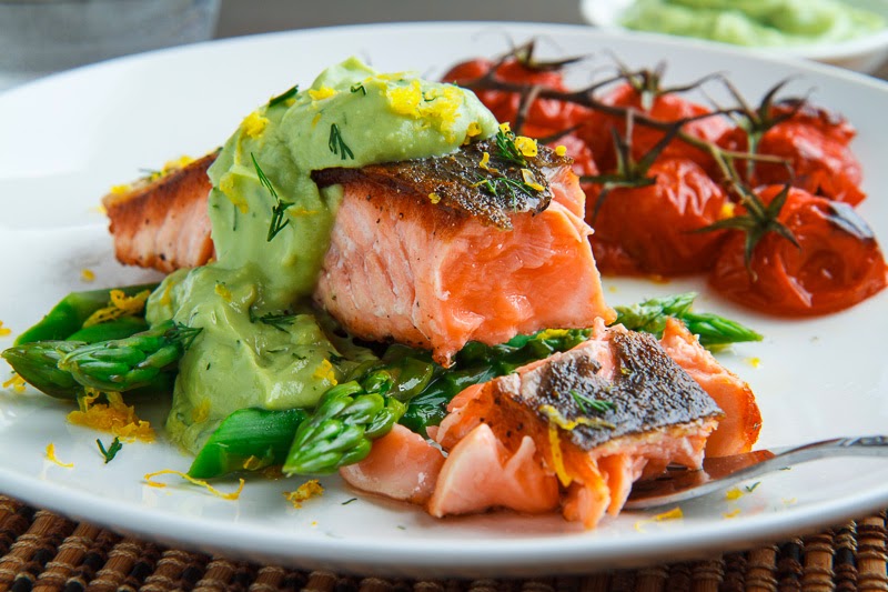 Seared Salmon in Dill Avodaise (Avocado Hollandaise) Sauce Recipe on