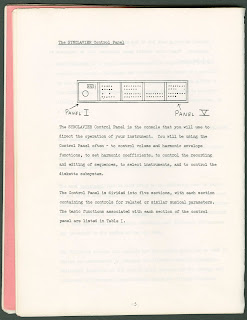 A page of typed text an a diagram of the Synclavier control panel.