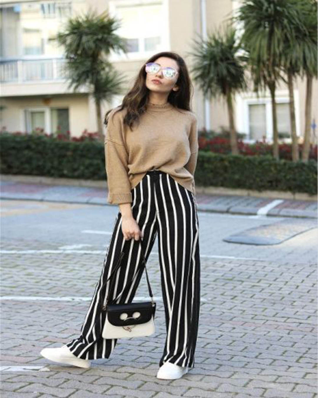 Rayas Verticales Pantalon Rayado Negro Y Blanco Pantalones Palazzo