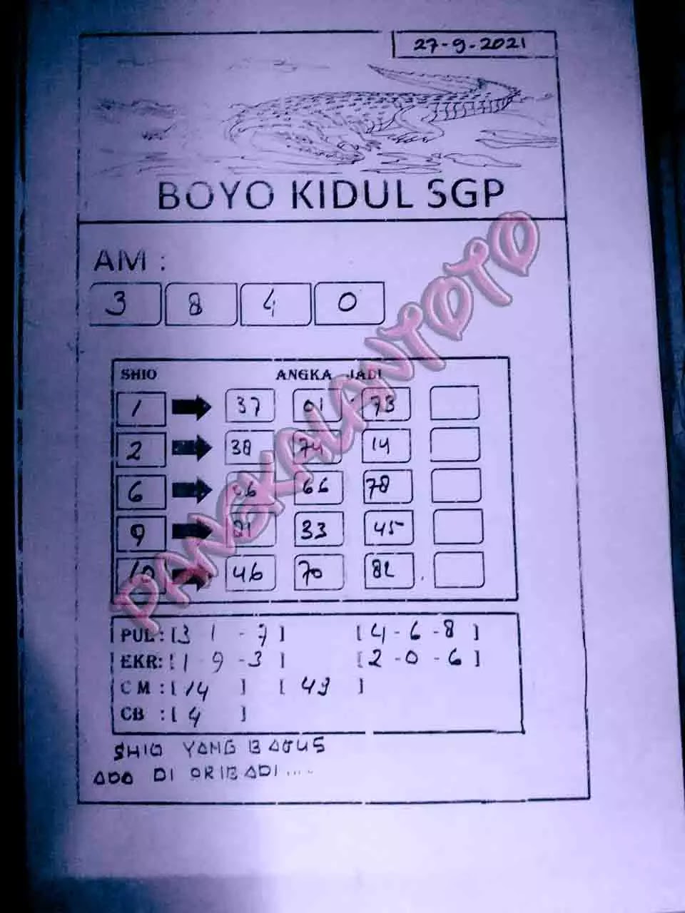 Prediksi Syair Sgp 27 September 2021 Pangkalantoto