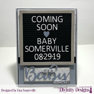 Divinity Designs Stamp/Die Duos: Bless this Baby, Custom Dies: Letter Board, Pierced Rectangles, Sentiment Strips (Candy Carrier - Strip under baby word die cut), Paper Collection: Baby Boy