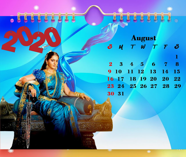 2020 August Calendar Anushka